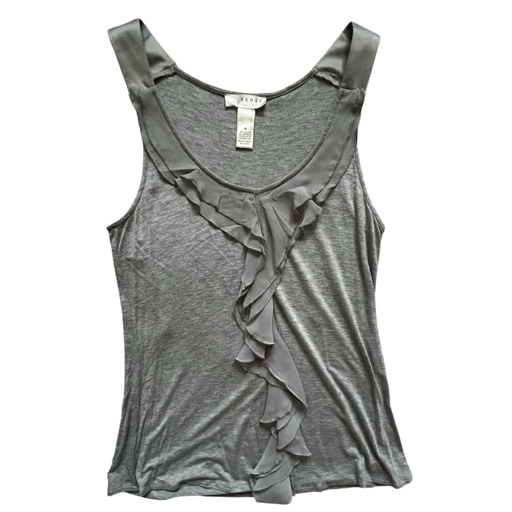 Kenar Silver Ruffle Tank Top EUC M - Picture 5 of 7